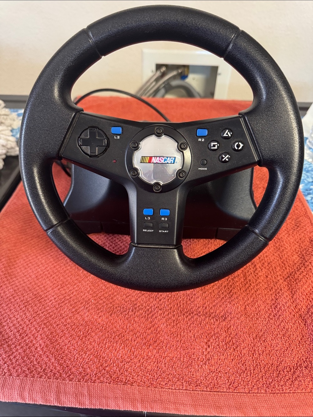 LOGITECH Nascar Black Steering Wheel Controller with Blue Accents